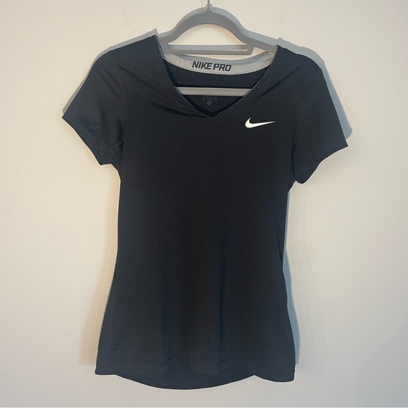 Nike Tops - Nike Pro Dri-fit Black V-Neck Athletic Top Size M